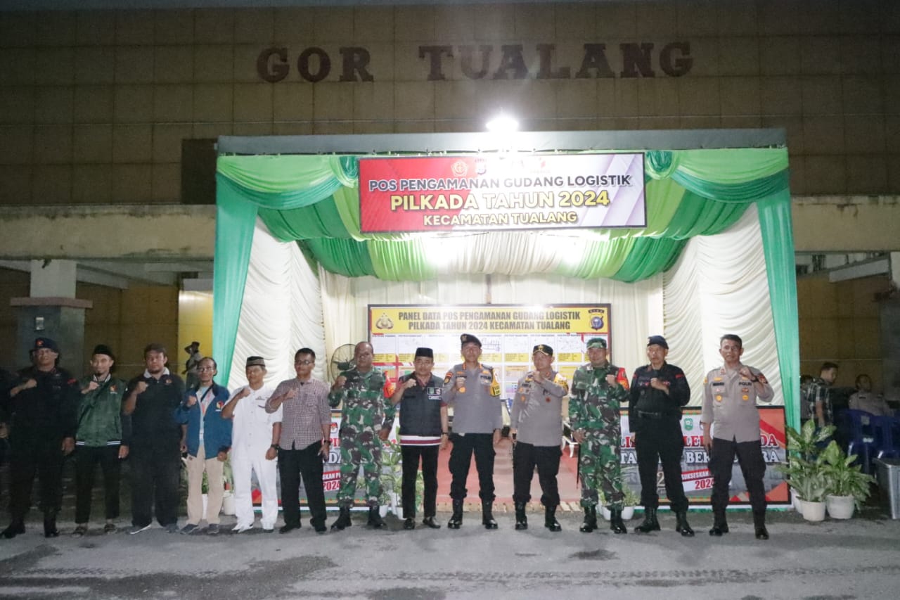 Pamatwil, Kapolres, Dandim, dan Ketua KPU Siak Tinjau Pos Pengamanan Gudang Logistik Pilkada 2024