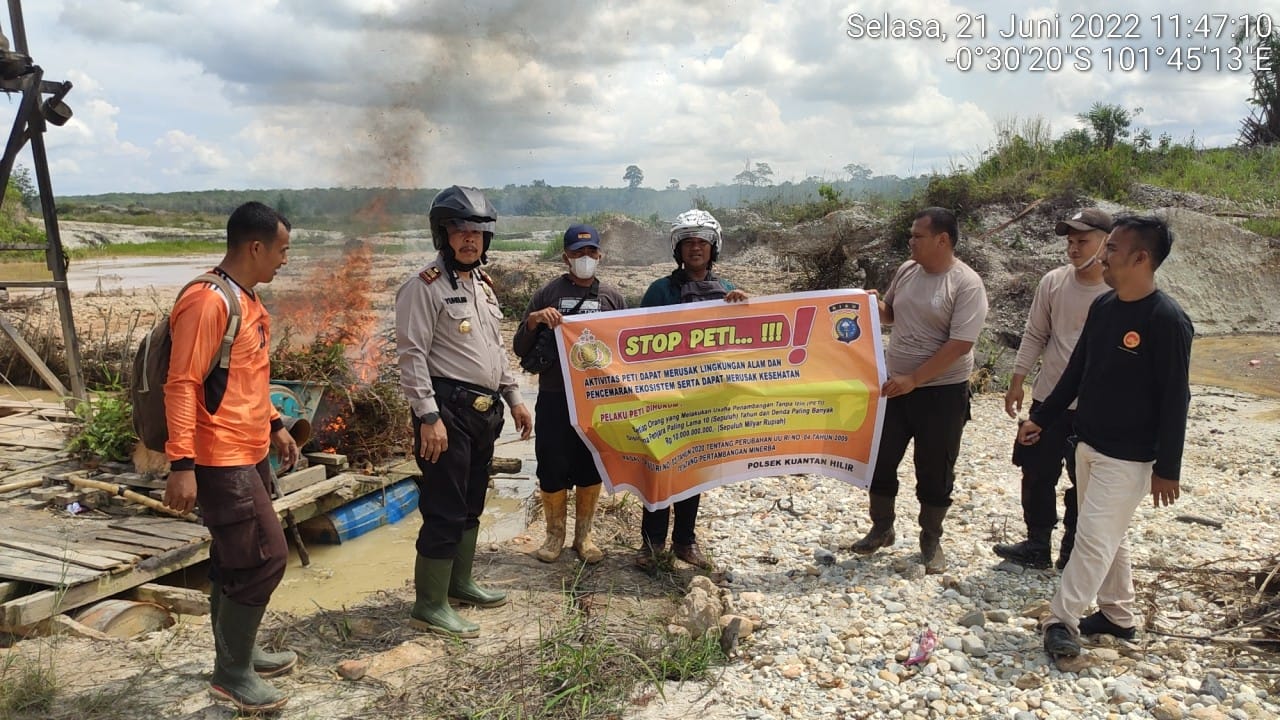 Pekerja Kabur, Polisi Musnahkan Empat Alat PETI di Kuantan Hilir