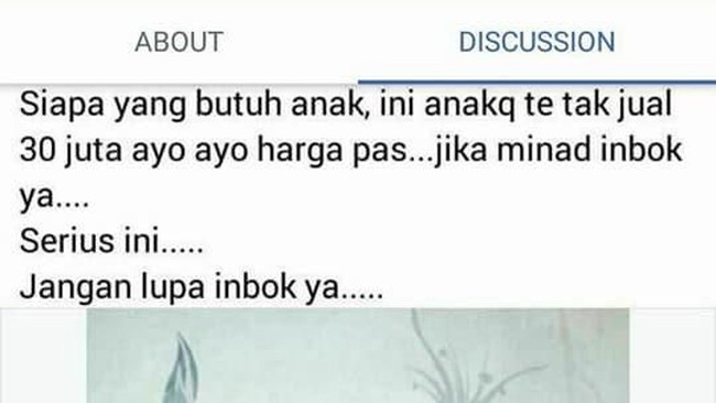 Polisi Amankan Pria yang Jual Anak Rp 30 Juta di Medsos