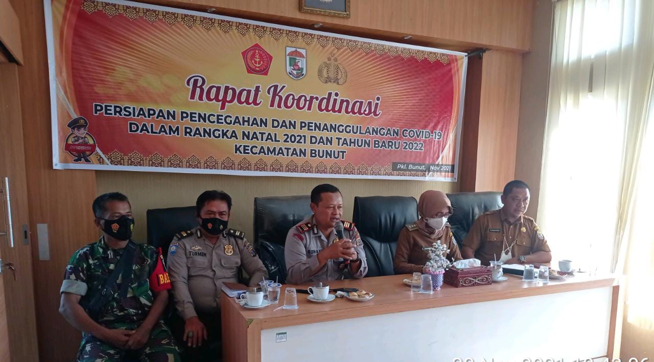 Polsek Bunut Ikuti Rakor Persiapan Penanggulangan Covid-19 Saat Nataru