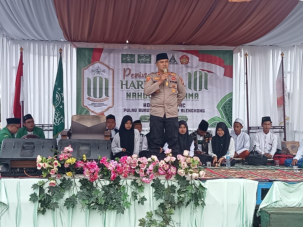 Cooling System Pemilu Damai, Kapolsek Pulau Burung Hadiri Peringatan Isra Miraj dan Harlah NU Ke-101