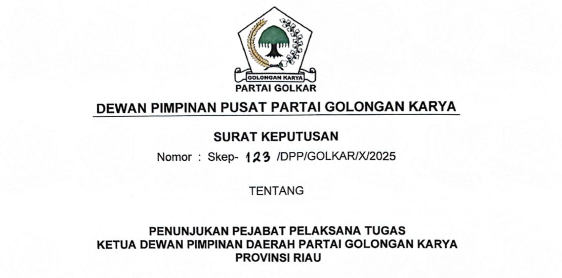 Ahmad Doli Kurnia Ditunjuk Sebagai Plt Ketua Golkar Riau