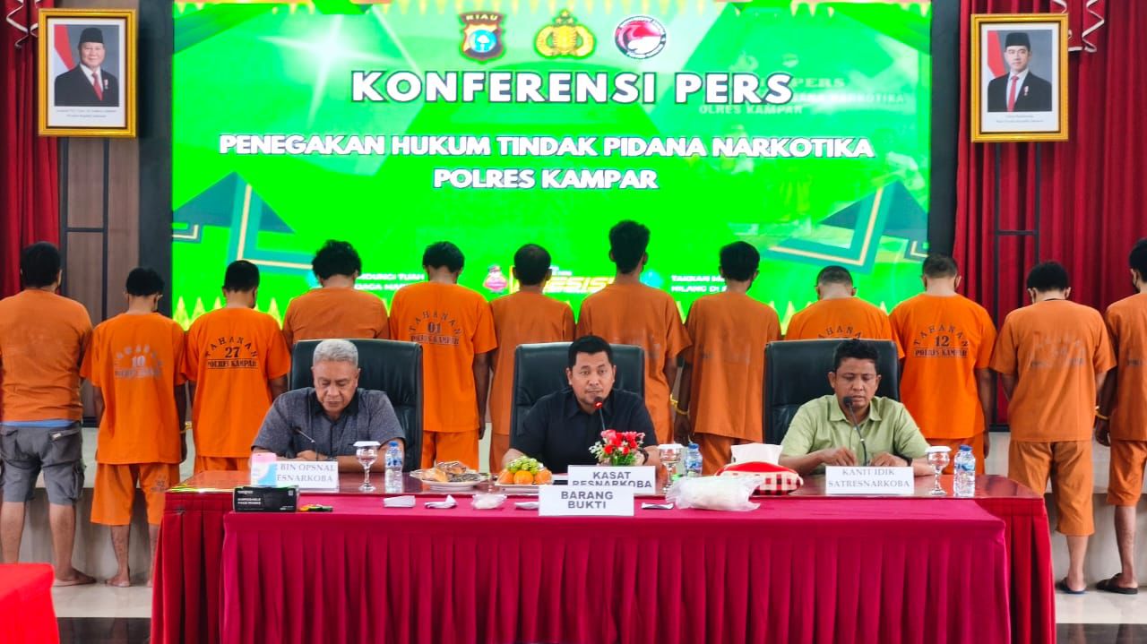Satnarkoba Polres Kampar Ungkap 11 Kasus Narkoba, 1,2 Kg Sabu Dimusnahkan
