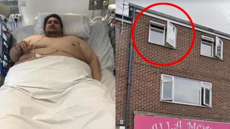 Wah, 30 Petugas Dikerahkan untuk Evakuasi Pria Gemuk Menggunakan Crane