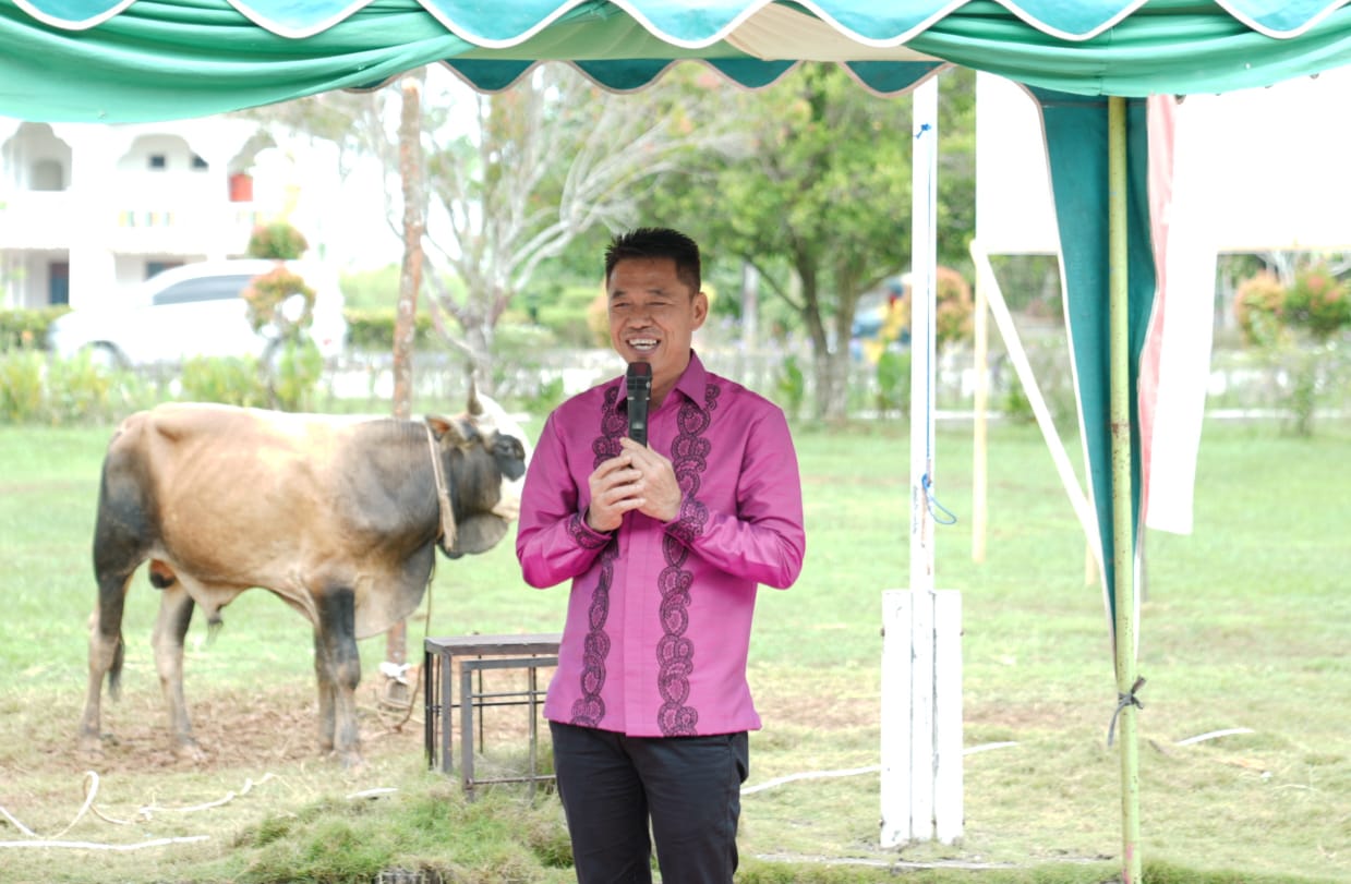 Bupati Afrizal Sintong Didampingi Kadis LH Suwandi Saksikan Penyembelihan Hewan Qurban
