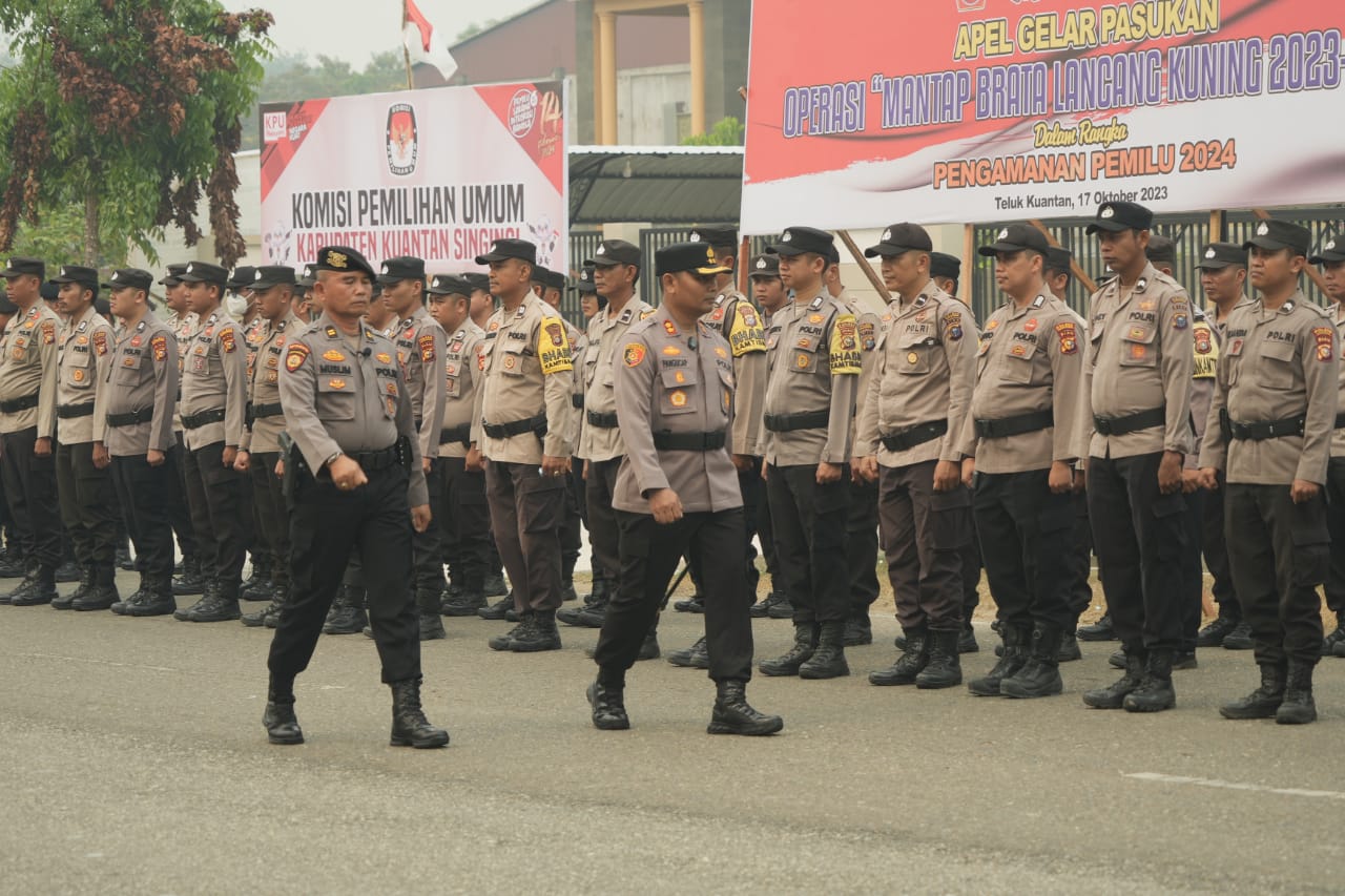 Apel Gelar Pasukan Mantap Brata, Polres Kuansing Tingkatkan Kesiapan Pengamanan Pemilu 2024