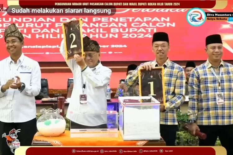 Pilkada Rokan Hilir 2024: Afrizal Sintong-Setiawan Nomor Urut 1, Bistamam-Jhony Charles Nomor Urut 2