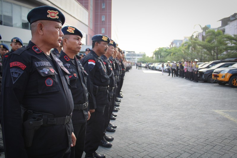 Dirlantas Polda Riau Pimpin Apel Pengamanan Sidang Pleno Rekapitulasi Suara Provinsi