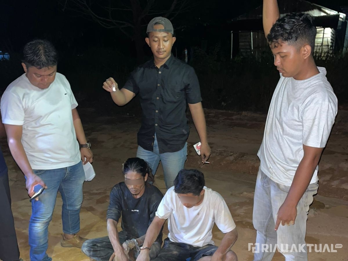 Polsek Rimba Melintang Tangkap Dua Pengedar Sabu di Kepenghuluan Jumrah