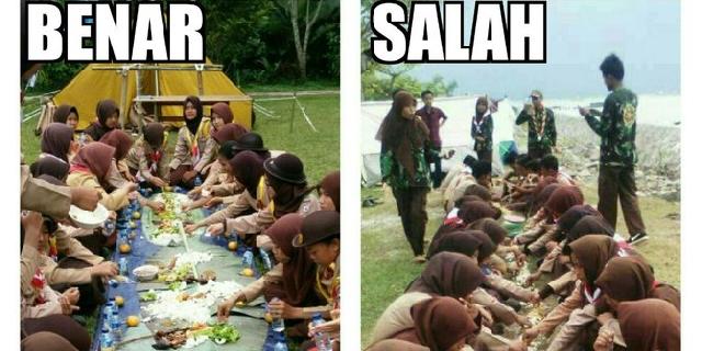 Foto makan di atas tanah viral, Pramuka Tangerang minta maaf