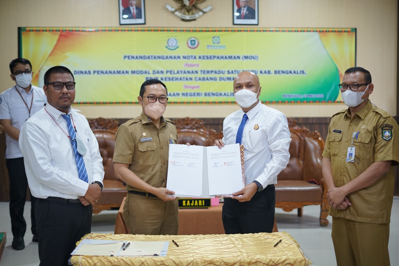Maksimalkan Pelayanan, DPMPTSP dan BPJS Dumai MoU dengan Kajari Bengkalis 