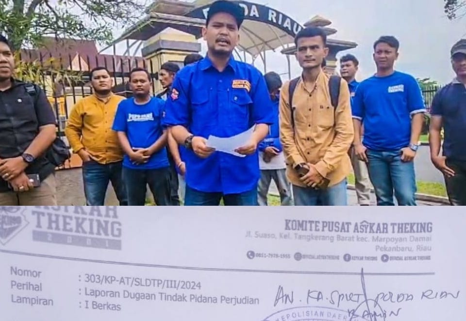 Asykar Theking Laporkan Kasus Dugaan Perjudian di Pekanbaru
