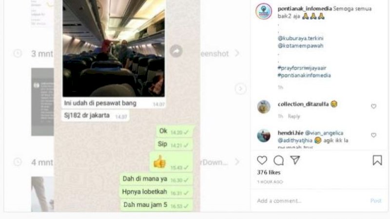Ada Foto Terakhir Penumpang Sriwijaya Air SJ 182 sebelum Pesawat Lepas Landas