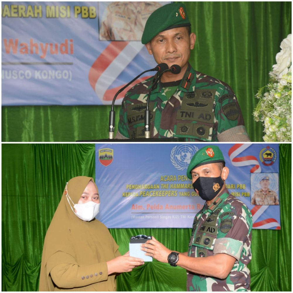 Danrem Serahkan Penghargaan Dari PBB untuk Pelda Anumerta Rama Wahyudi