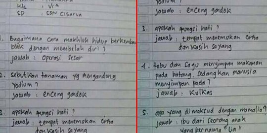 Jawaban Anak Zaman Sekarang Saat Diberi 5 Pertanyaan Pelajaran IPA, Bikin Netter Geleng Kepala
