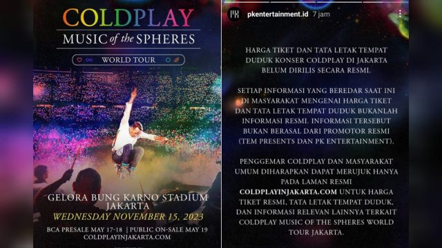 Harga Tiket Konser Coldplay Beredar Luas, Promotor Marah Besar
