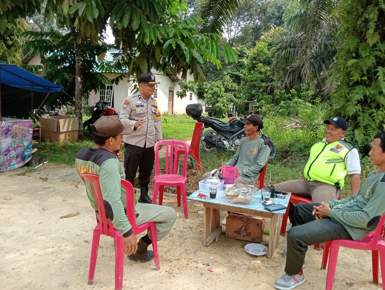 Kapolsek Kampar Kiri Ajak Linmas Sukseskan Pemilu Damai 2024