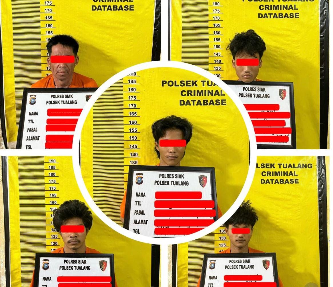 Bobol Rumah Warga di Siak, Empat Pencuri dan Seorang Penadah Ditangkap Polisi
