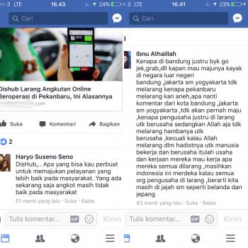 Larangan Transportasi Online di Pekanbaru Dikecam Warganet