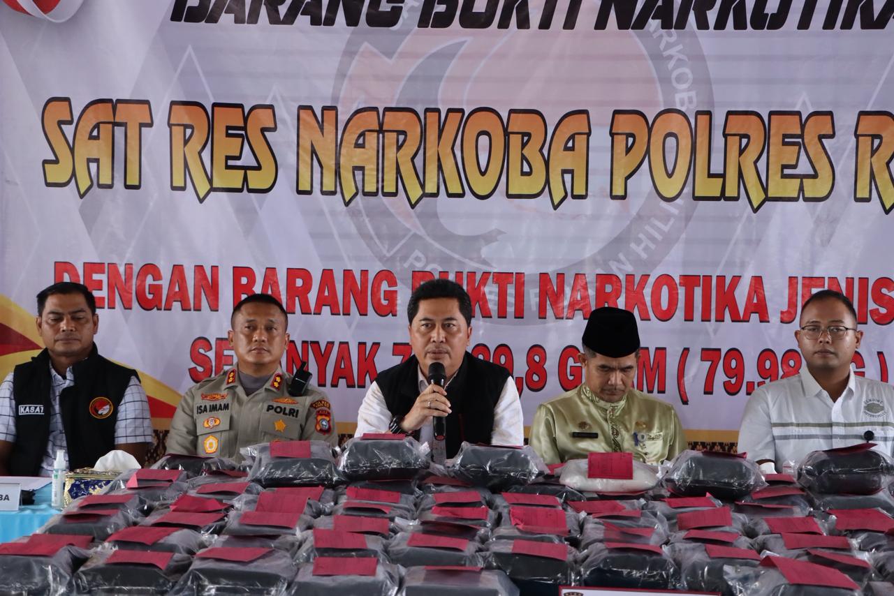 Pesan Polri di Rokan Hilir saat Pemusnahan Sabu Hampir 80 Kilogram