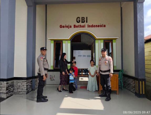Minggu Kasih di Bangko Pusako, Polisi Ajak Jemaat Waspada dan Peduli Kamtibmas