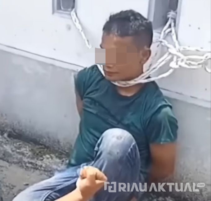 Kepergok Pemilik Kos, Pelaku Maling Laptop Diikat Warga