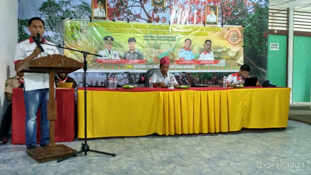 Pemuda BNN Inhil Gelar Sosialisasi Bahaya Narkoba Kepada Pelajar Mandah