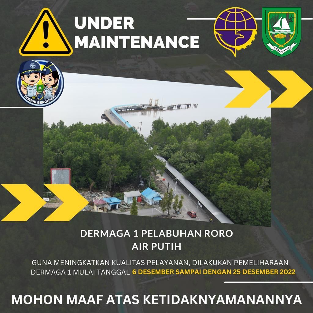 Tiang Dolphin Diperbaiki, Dishub Bengkalis Minta Maaf Penyeberangan Roro Terganggu
