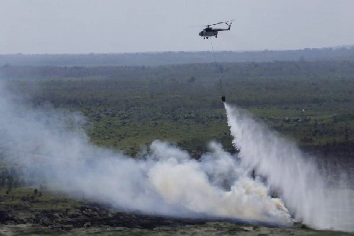 Heli Water Bombing Habis Kontrak, Pemadaman Karhutla di Riau Andalkan Tim Darat