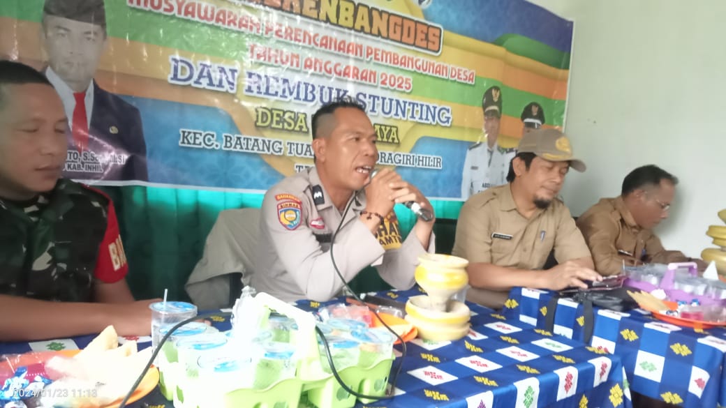 Polsek Batang Tuaka Cooling System Pemilu Damai di Musrenbangdes Tasik Raya