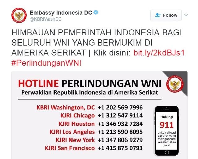 Kemenlu keluarkan imbauan untuk WNI di Amerika