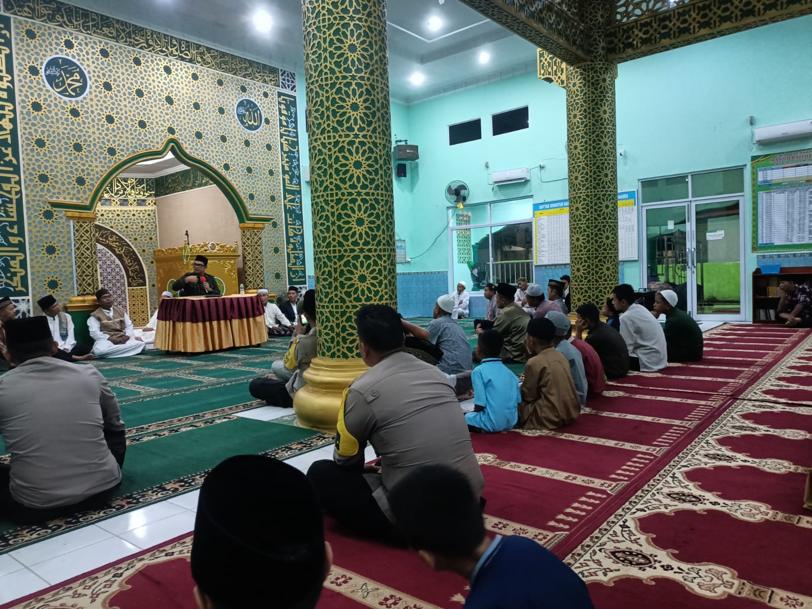 Polsek Rumbai Pesisir Gelar Sosialisasi Pemilu Damai di Masjid Baitul Hamdi