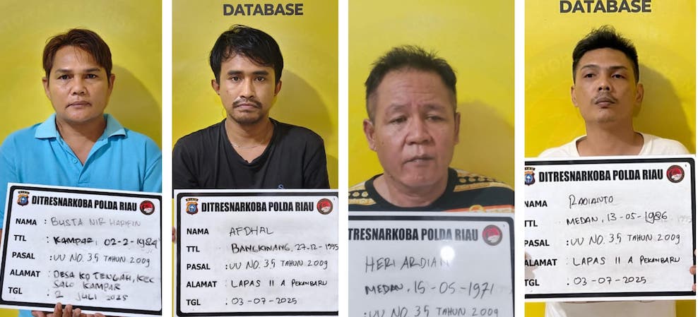 Jaringan Narkoba Dalam Lapas Pekanbaru Terbongkar, 215 Gram Sabu dan 4 Tersangka Diamankan