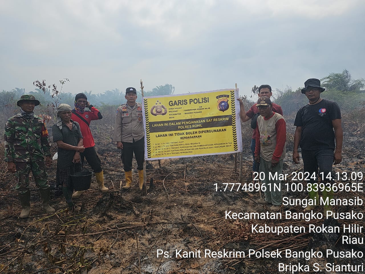 Polres Rokan Hilir Berhasil Amankan Pelaku Pembakaran Hutan dan Lahan