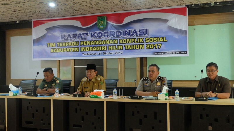 Bupati Inhil Pimpin Rakor Tim Terpadu Penanganan Konflik Sosial