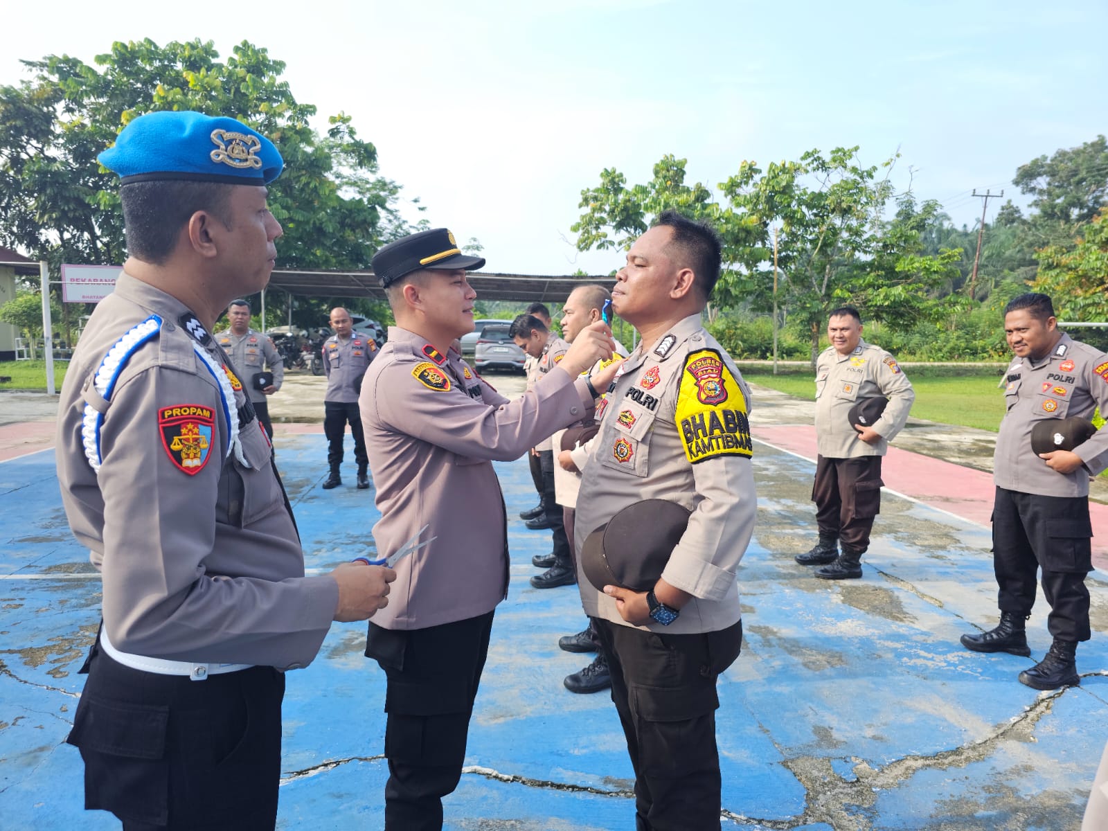 Kapolsek Perhentian Raja Adakan Gaktiblin Jelang Pemilu 2024 untuk Tingkatkan Disiplin Personel