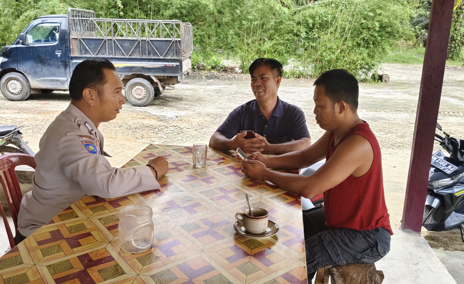 Polsek Bukit Kapur Sambang Kamtibmas, Imbau Warga Sukseskan Pemilu 2024