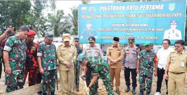 Peletakan Batu Pertama Pembangunan Kantor Koramil 11 Kecamatan Tambusai Utara di Rokan Hulu