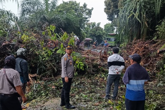 Longsor di Jalan Lintas Pekanbaru–Taluk Kuantan, Polsek Singingi Lakukan Penanganan Cepat