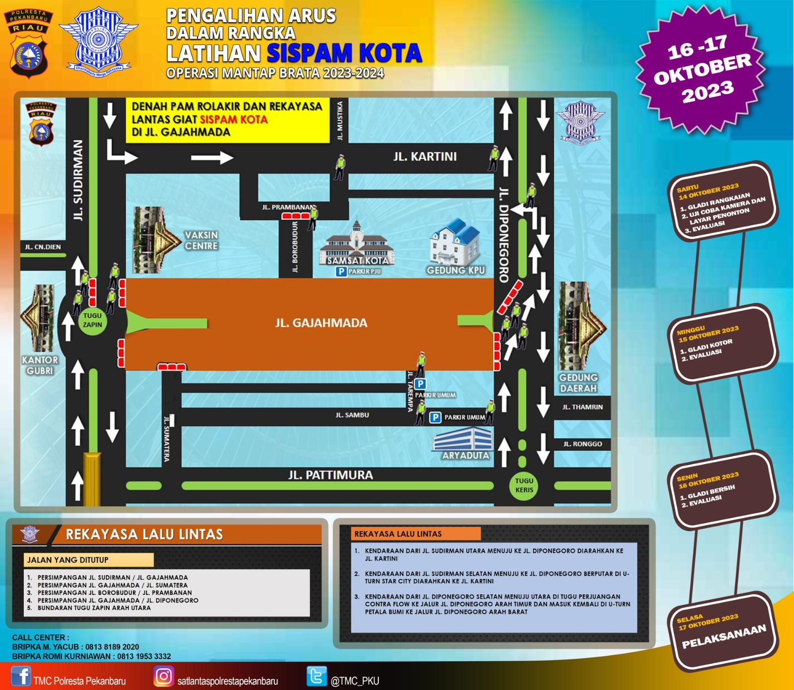 Simulasi Pengamanan Pemilu 2024, Sebagian Ruas Jalan di Pekanbaru Dialihkan Sementara