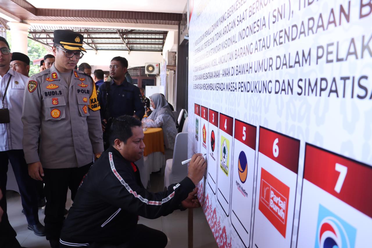 Polres Inhil dan Forkopimda Deklarasi Tertib Berlalu Lintas Demi Pemilu Damai