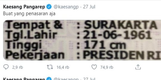 Kaesang Bocorkan Penampakan SIM Presiden Jokowi, Kolom Pekerjaan di SIM Bikin Heboh