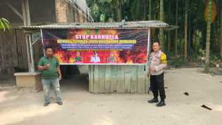 Polsek TPTM Pasang Spanduk Peringatan Karhutla, Kapolsek: Laporkan jika Ada yang Bakar Lahan