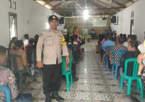Begini Cara Polsek Langgam Jaga Kamtibmas Pilkada di Gereja