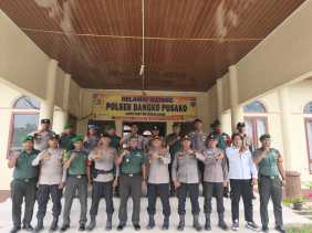 Koramil 05 Rimba Melintang Beri Ucapan HUT Bhayangkara ke-79 di Polsek Bangko Pusako