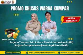 Segera Daftar! Politeknik Kampar Tawarkan Beasiswa Khusus untuk Putra-Putri Daerah