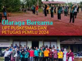 Kapolsek Enok Sosialisasikan Pemilu 2024 Melalui Olahraga Bersama di Kantor Camat