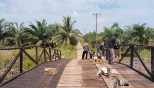 Gubri Abdul Wahid Tuntaskan Janji, Jembatan Parit Gading Inhil Kini Bisa Dilalui