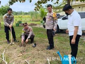Polsek Rimba Melintang Tanam 40 Pohon Dukung Green Policing Kapolda Riau