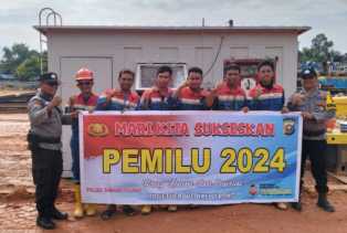 Polsek Bangko Pusako Rohil Ajak Karyawan PT Pertakem Sukseskan Pemilu